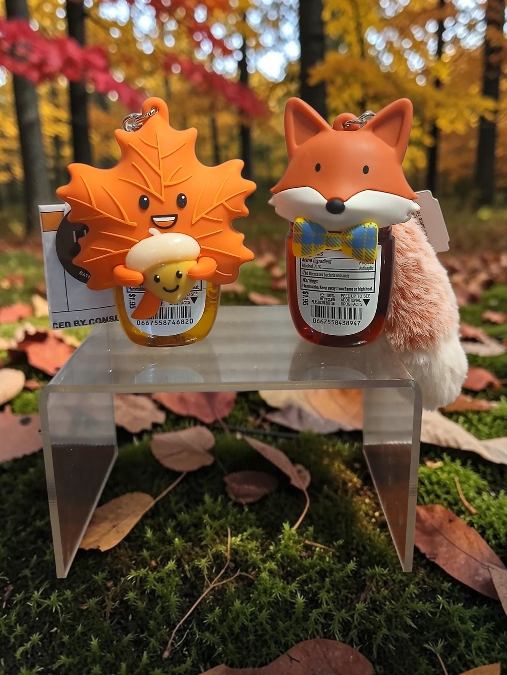 Bath & Body Works Orange Maple Leaf and Fox Hand Sanitizer Holders